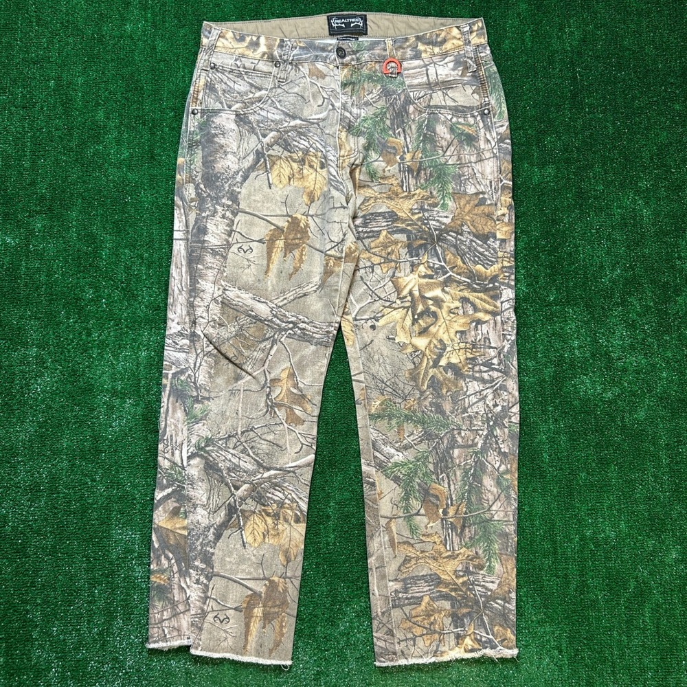 Realtree ProGear Camo Jeans Mens 36 Distressed Cut Hem Baggy Skater Xtra